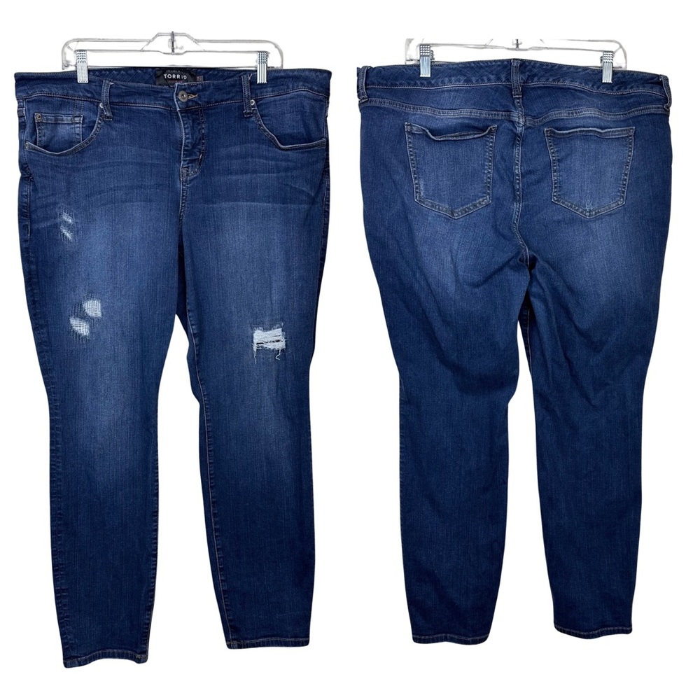 Torrid Premium Skinny Midrise Medium Wash Distressed Ankle Jeans 20 Regular